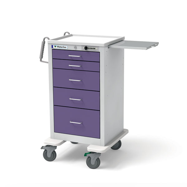 5 Drawer Slim Med Jr, light gray exterior / electic choice of color drawers, pushbutton lock